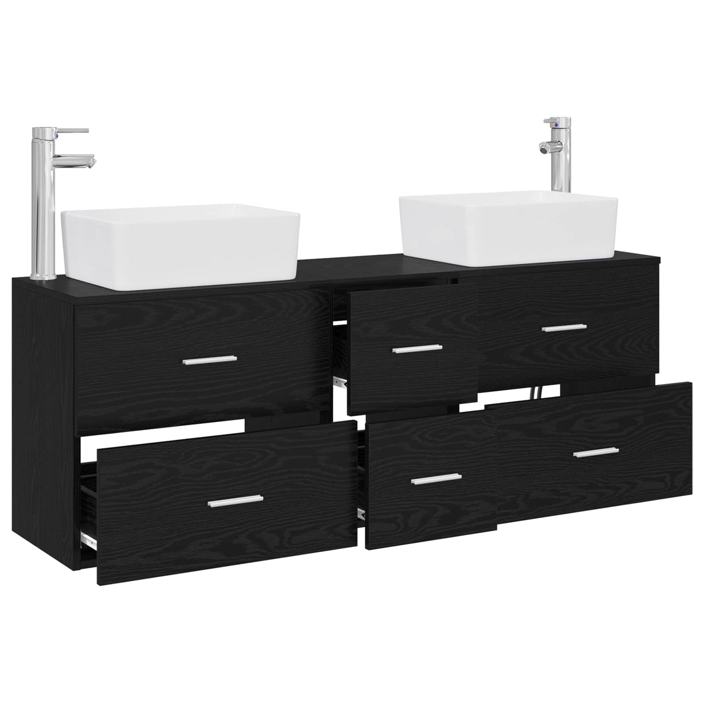 Bathroom Cabinet Set 3 pcs Black 53 x 34.5 x 63 cm