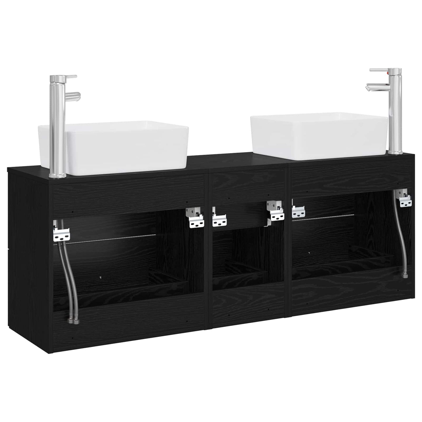 Bathroom Cabinet Set 3 pcs Black 53 x 34.5 x 63 cm