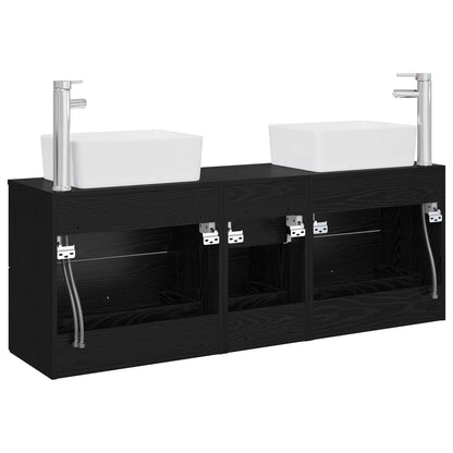 Bathroom Cabinet Set 3 pcs Black 53 x 34.5 x 63 cm