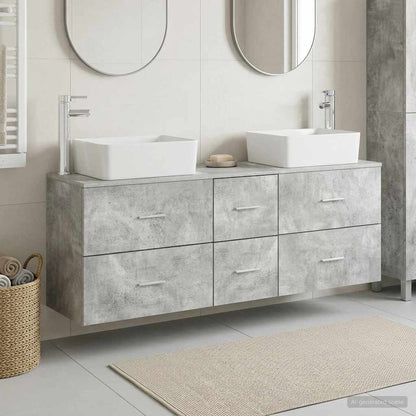 Bathroom Cabinet Set 3 pcs Concrete Grey 53 x 34.5 x 63 cm
