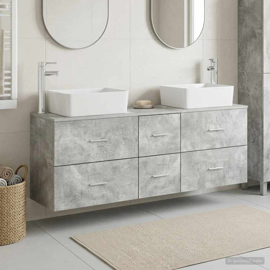 Bathroom Cabinet Set 3 pcs Concrete Grey 53 x 34.5 x 63 cm