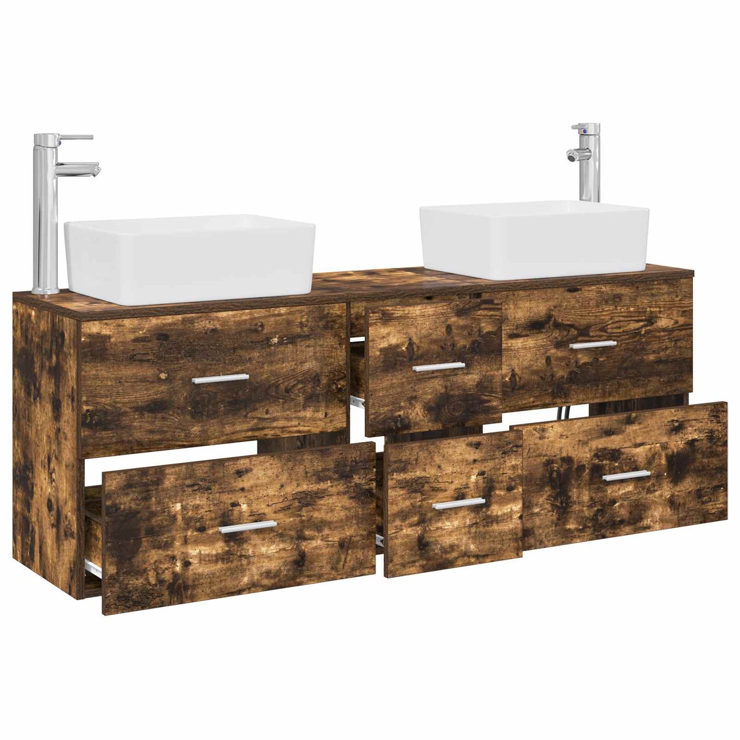 Bathroom Cabinet Set 3 pcs Smoked Oak 53 x 34.5 x 63 cm