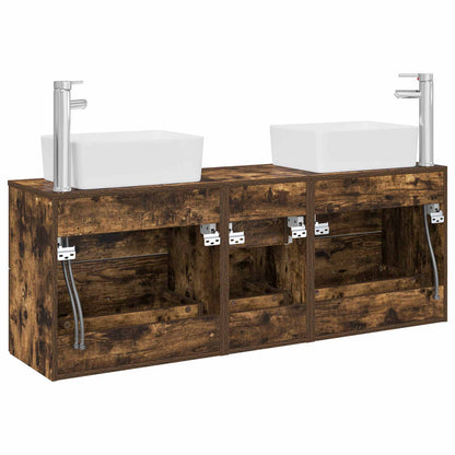 Bathroom Cabinet Set 3 pcs Smoked Oak 53 x 34.5 x 63 cm
