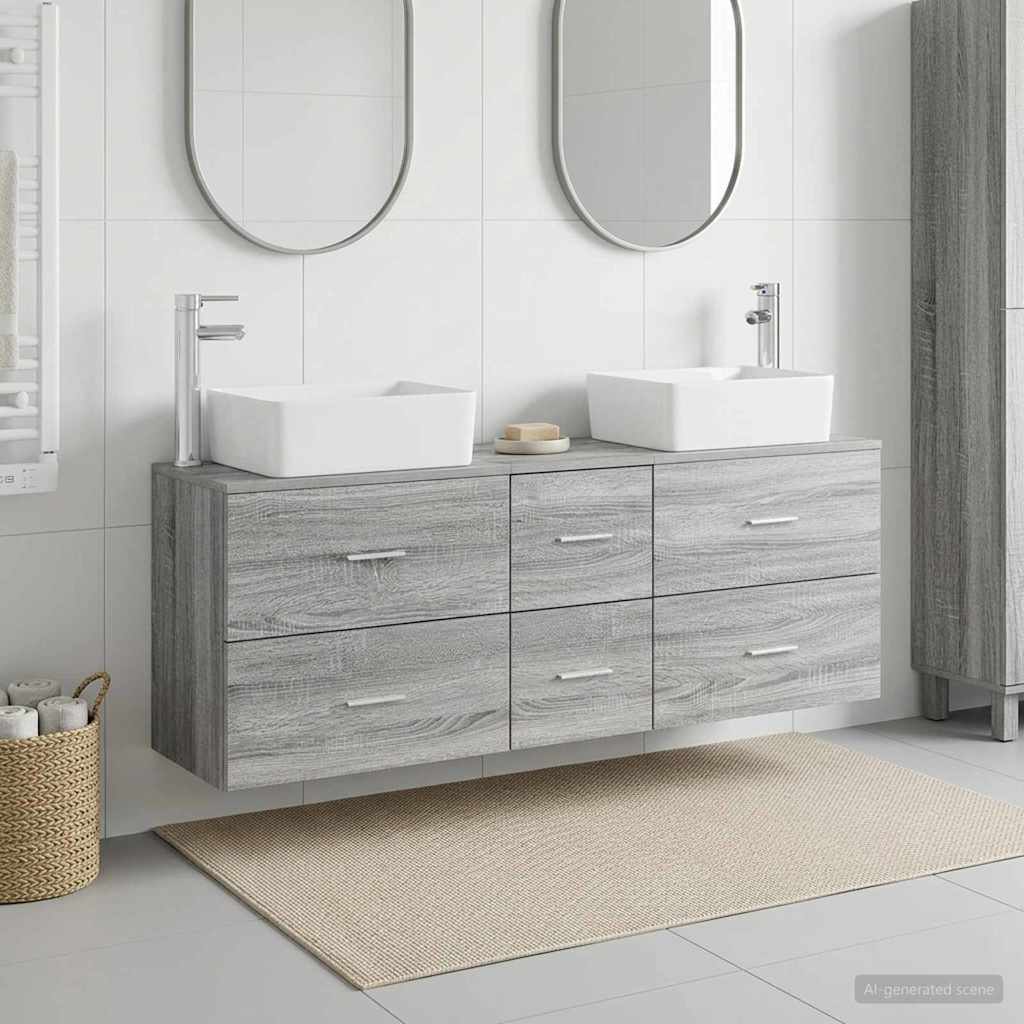Bathroom Cabinet Set 3 pcs Grey Sonoma 53 x 34.5 x 63 cm