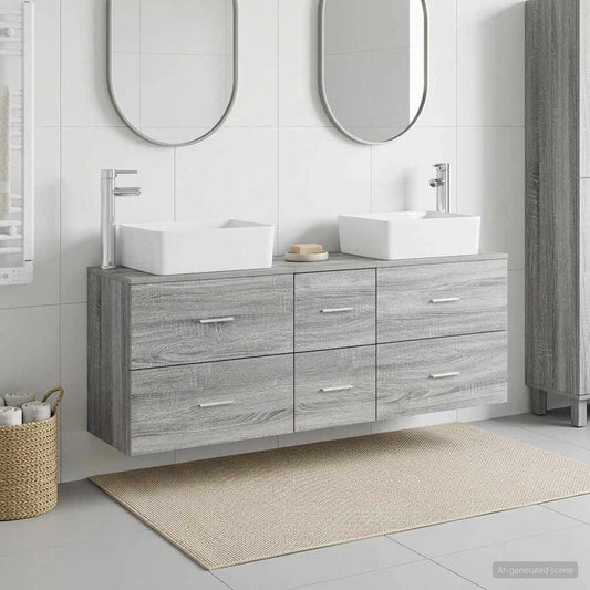 Bathroom Cabinet Set 3 pcs Grey Sonoma 53 x 34.5 x 63 cm