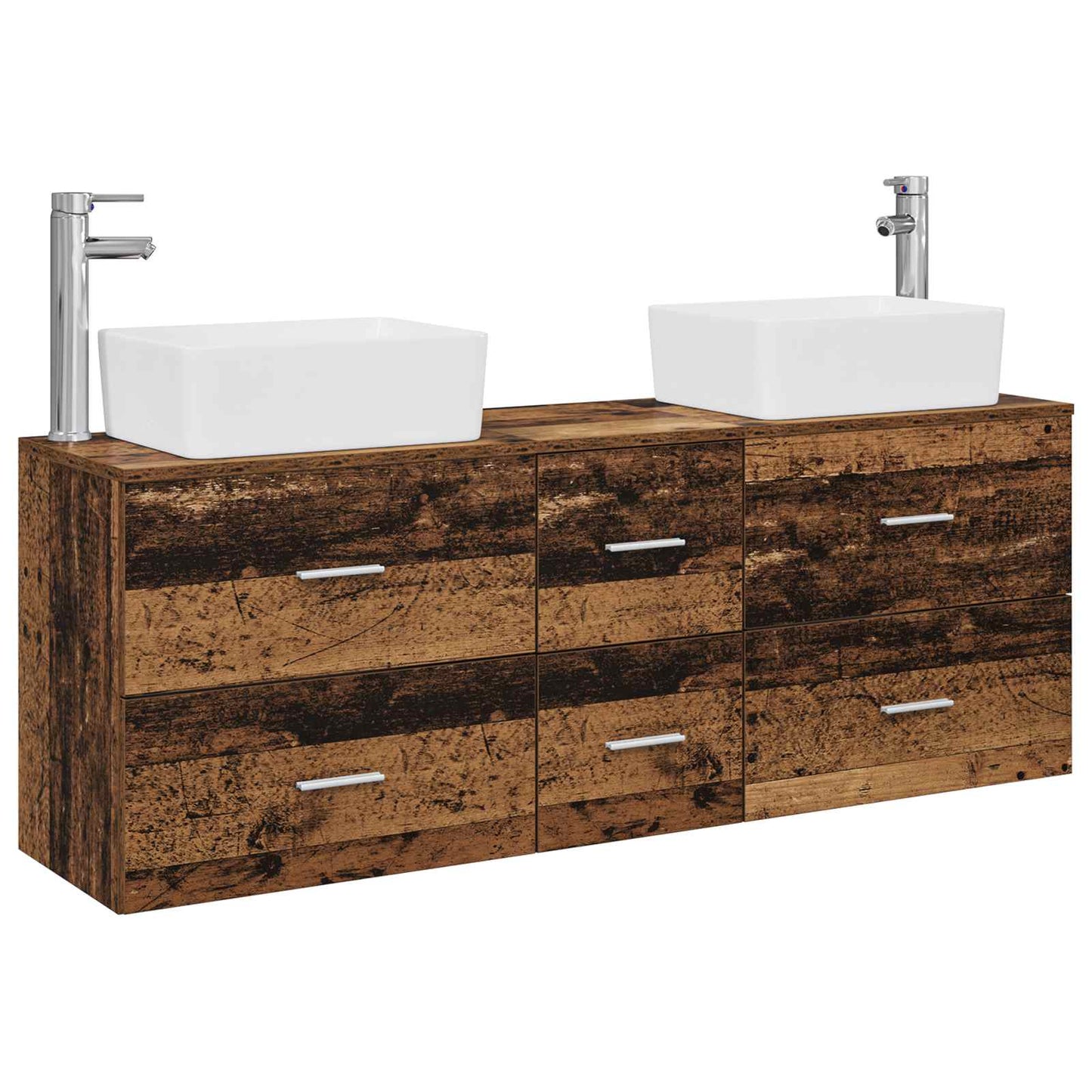 Bathroom Cabinet Set 3 pcs Old Wood 53 x 34.5 x 63 cm