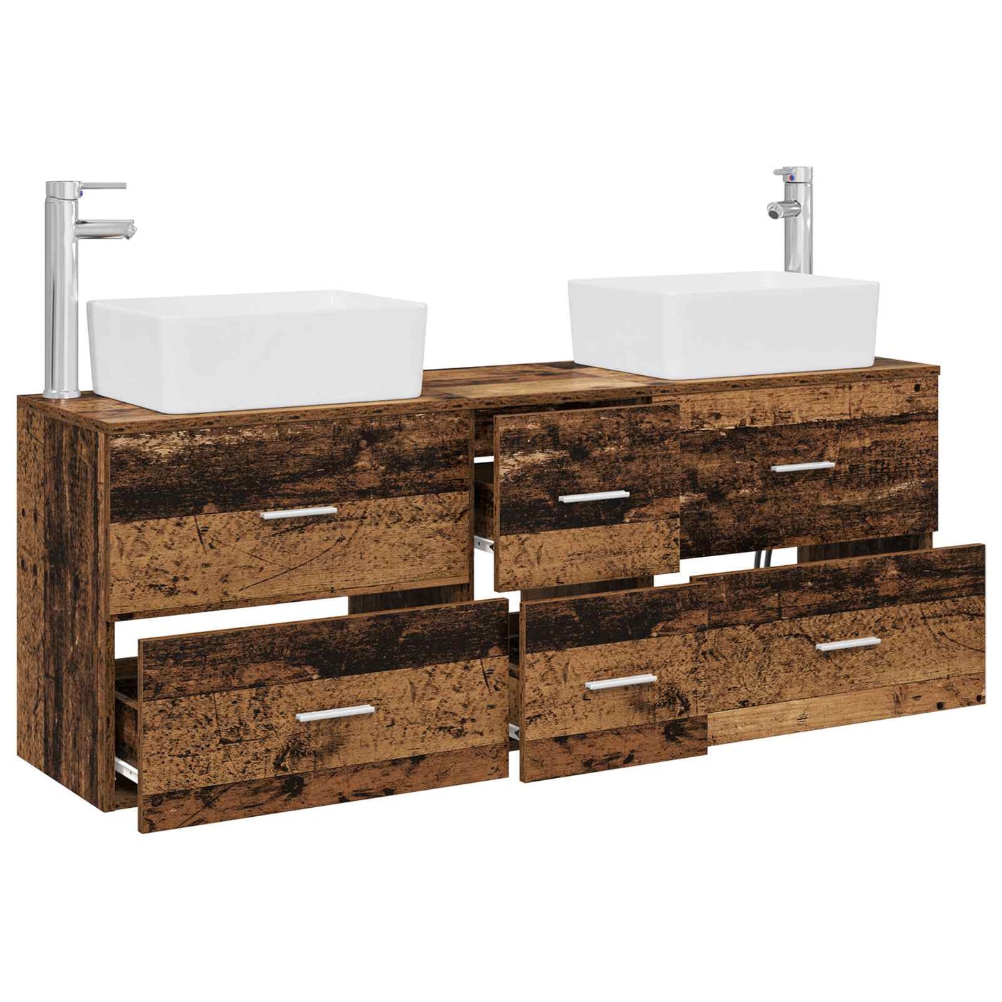 Bathroom Cabinet Set 3 pcs Old Wood 53 x 34.5 x 63 cm
