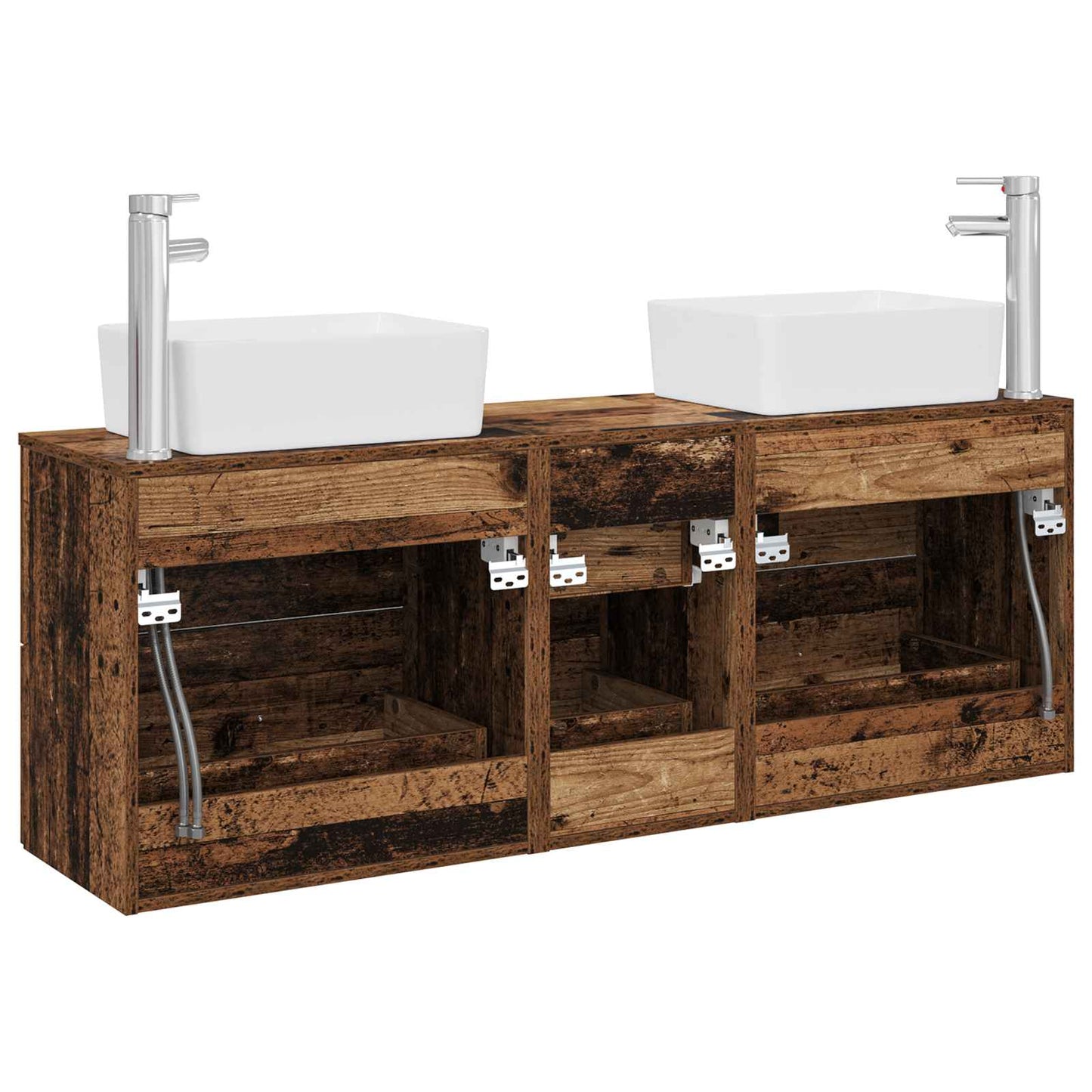 Bathroom Cabinet Set 3 pcs Old Wood 53 x 34.5 x 63 cm
