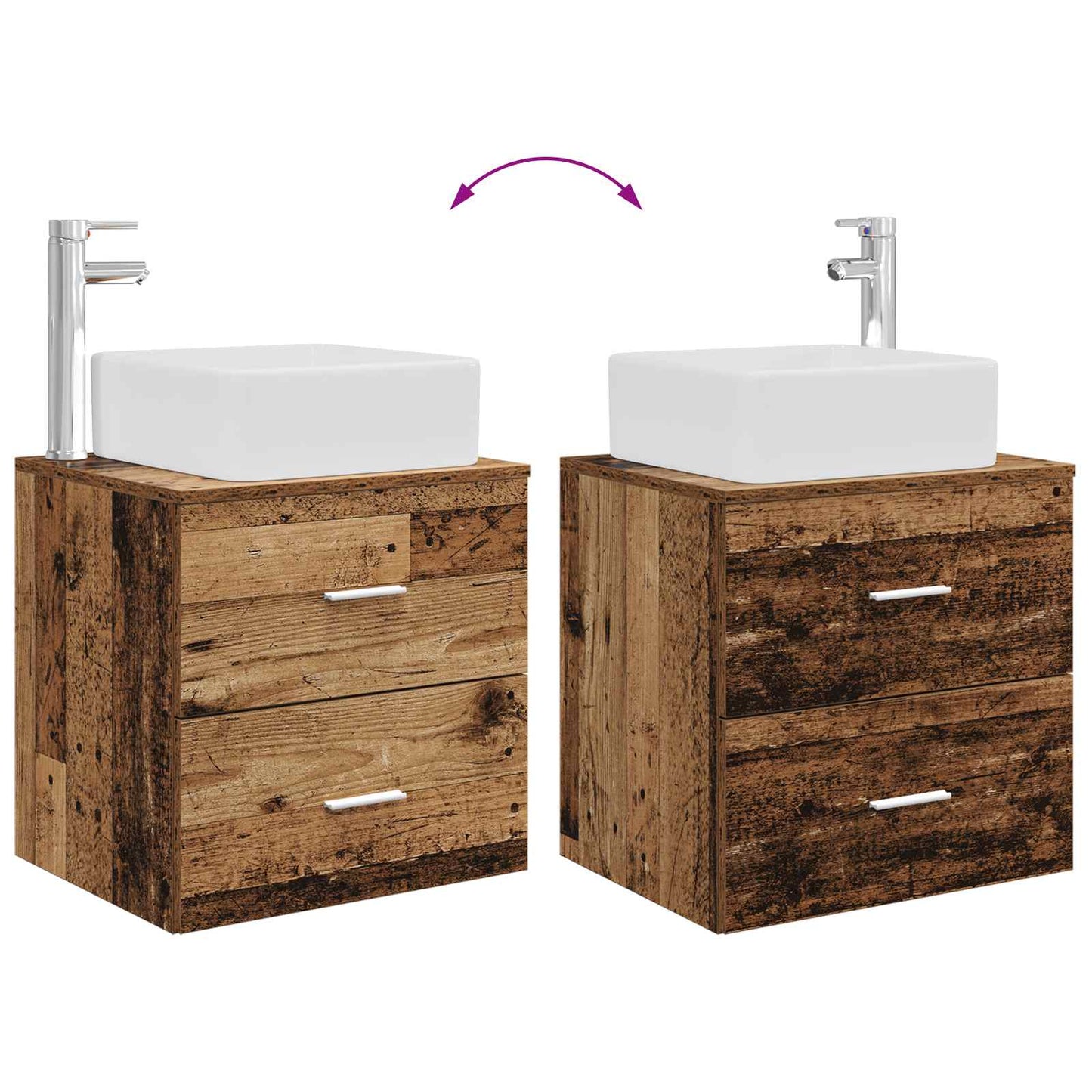 Bathroom Cabinet Set 3 pcs Old Wood 53 x 34.5 x 63 cm