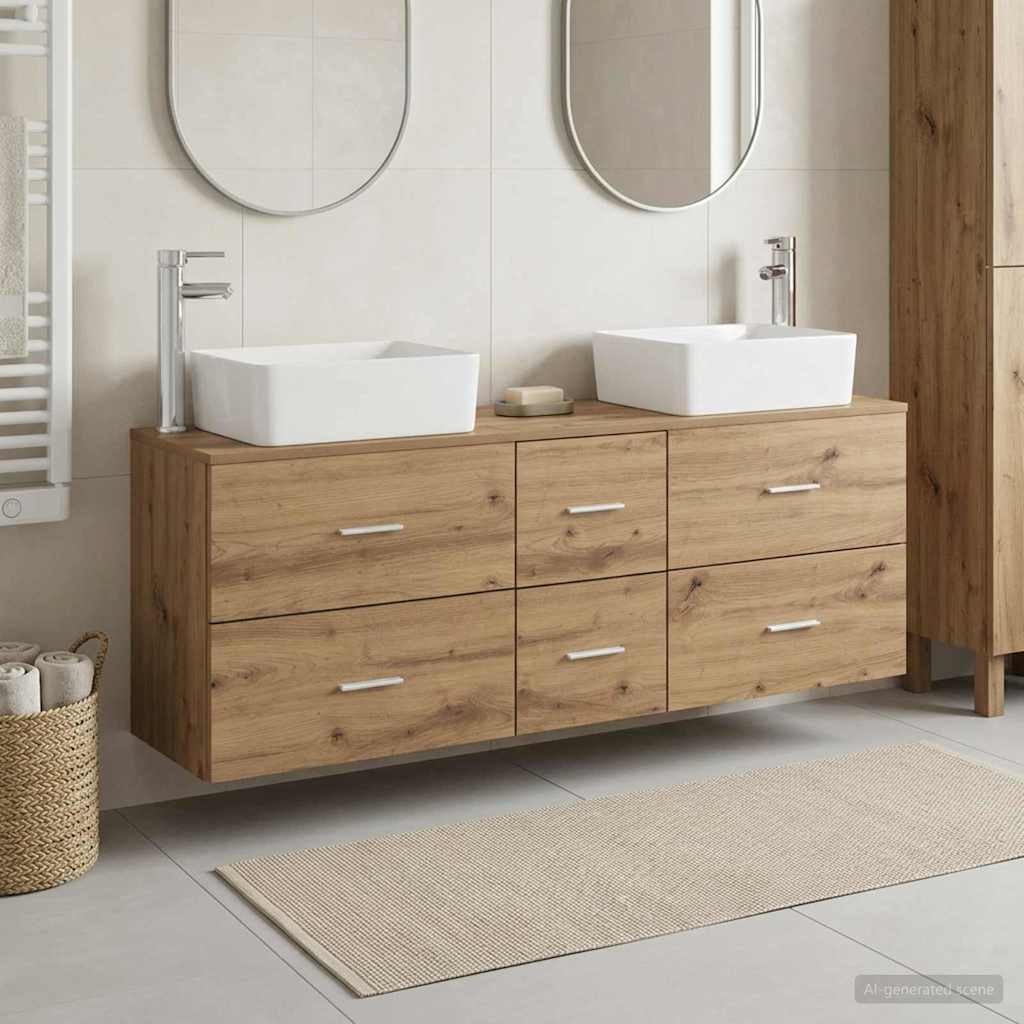 Bathroom Cabinet Set 3 pcs Artisan Oak 53 x 34.5 x 63 cm