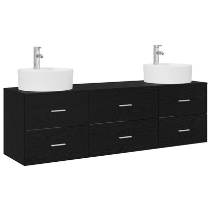 Bathroom Cabinet Set 3 pcs Black 62.5 x 44.5 x 50 cm