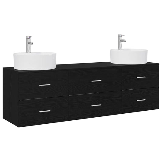 Bathroom Cabinet Set 3 pcs Black 62.5 x 44.5 x 50 cm