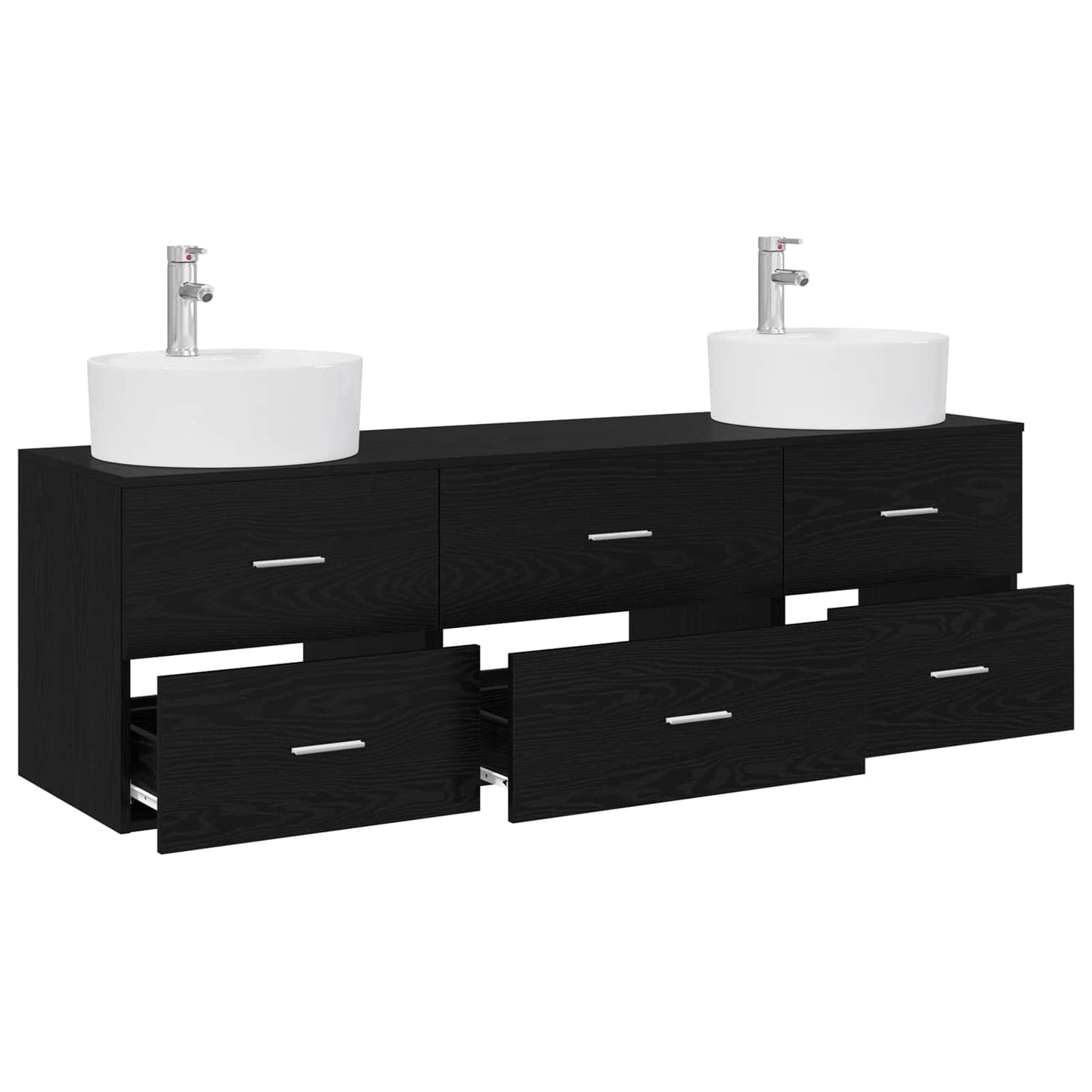 Bathroom Cabinet Set 3 pcs Black 62.5 x 44.5 x 50 cm