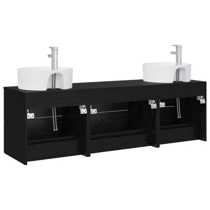 Bathroom Cabinet Set 3 pcs Black 62.5 x 44.5 x 50 cm