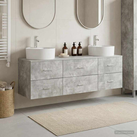 Bathroom Cabinet Set 3 pcs Concrete Grey 62.5 x 44.5 x 50 cm