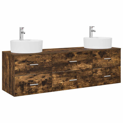 Wall-mounted Bathroom Cabinet Set 3 pcs Smoked Oak