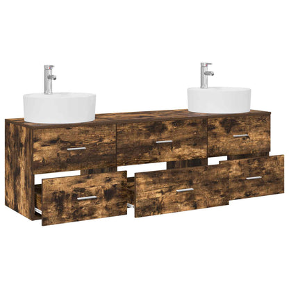 Wall-mounted Bathroom Cabinet Set 3 pcs Smoked Oak