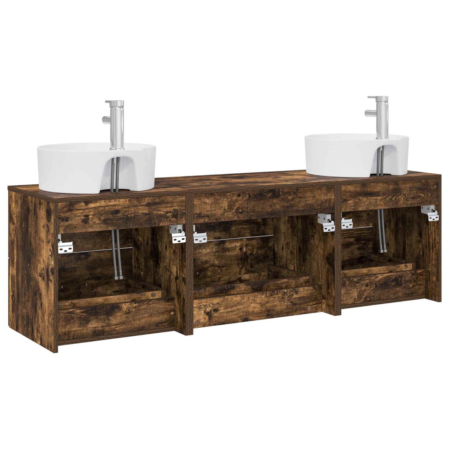 Bathroom Cabinet Set 3 pcs Smoked Oak 62.5 x 44.5 x 50 cm