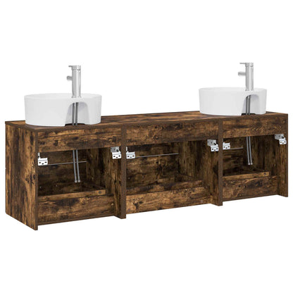 Wall-mounted Bathroom Cabinet Set 3 pcs Smoked Oak