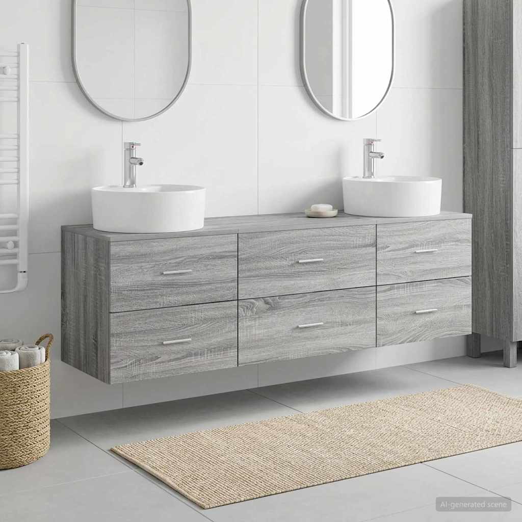 Bathroom Cabinet Set 3 pcs Grey Sonoma 62.5 x 44.5 x 50 cm