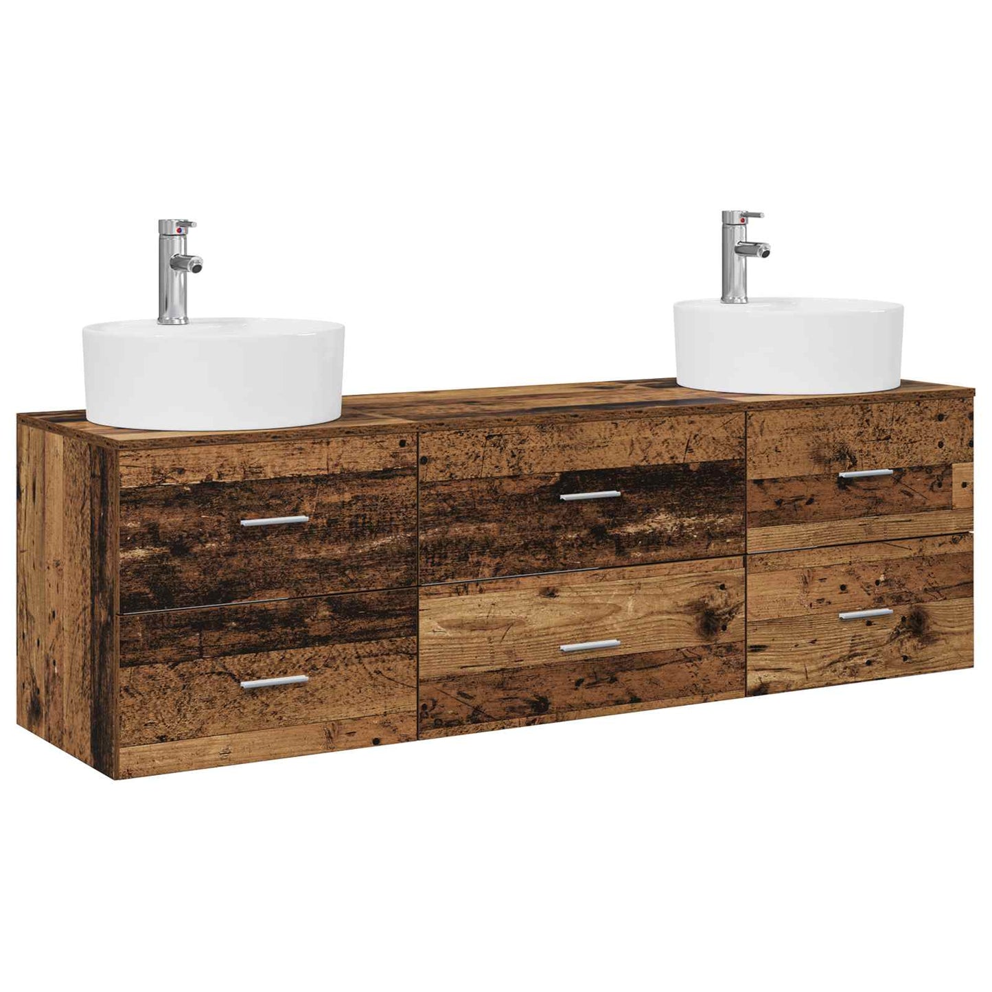 Bathroom Cabinet Set 3 pcs Old Wood 62.5 x 44.5 x 50 cm