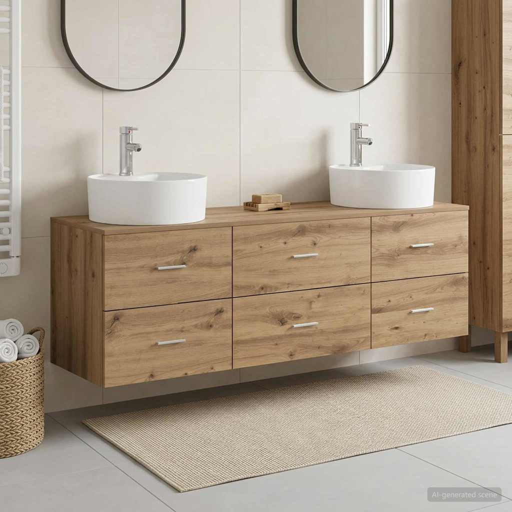 Bathroom Cabinet Set 3 pcs Artisan Oak 62.5 x 44.5 x 50 cm