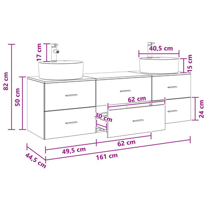 Bathroom Cabinet Set 3 pcs Artisan Oak 62.5 x 44.5 x 50 cm