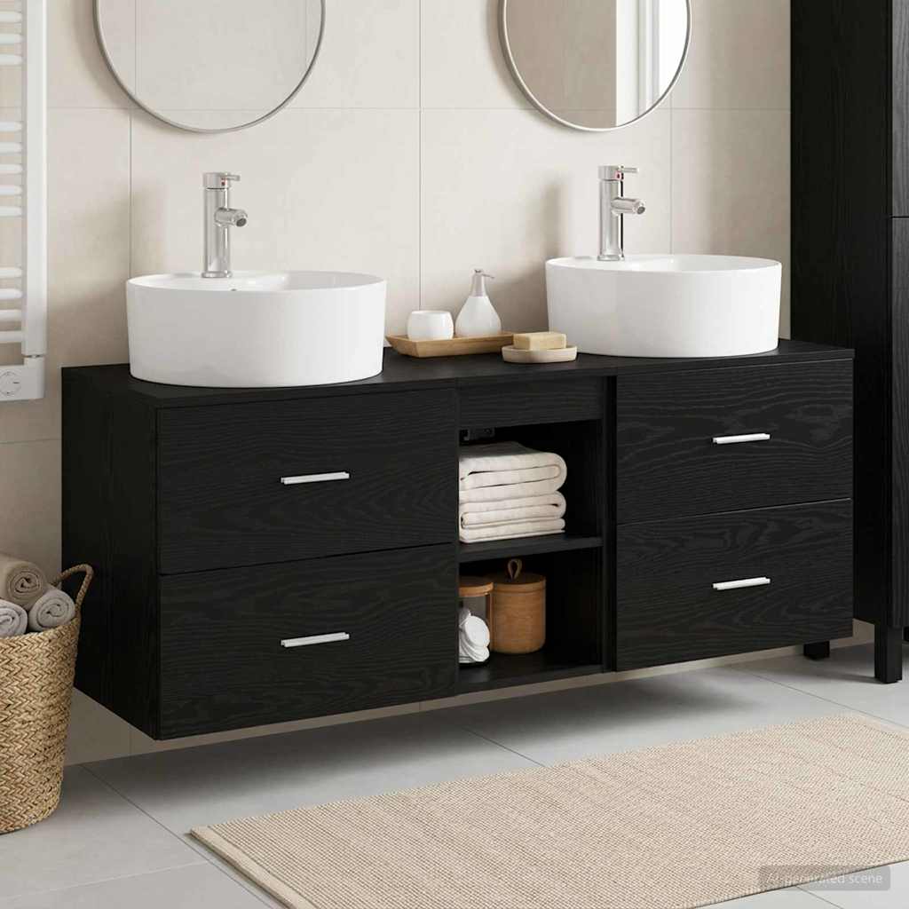 Bathroom Cabinet Set 3 pcs Black 49.5 x 44.5 x 65 cm