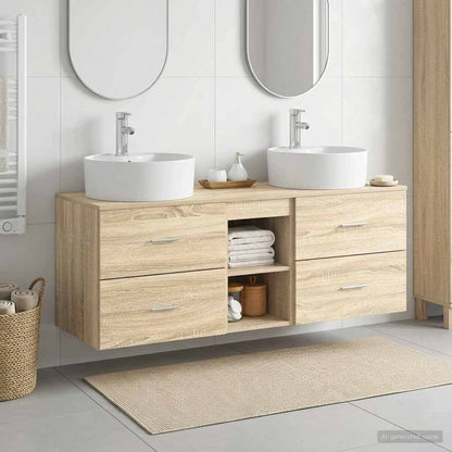Bathroom Cabinet Set 3 pcs Sonoma Oak 49.5 x 44.5 x 65 cm