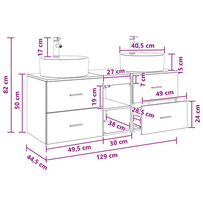 Bathroom Cabinet Set 3 pcs Sonoma Oak 49.5 x 44.5 x 65 cm
