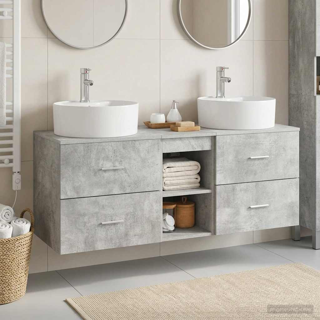 Bathroom Cabinet Set 3 pcs Concrete Grey 49.5 x 44.5 x 65 cm