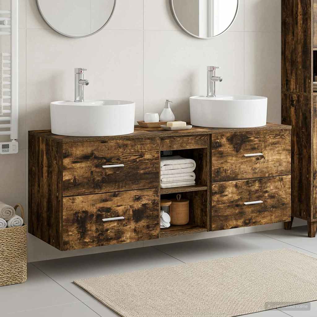 Bathroom Cabinet Set 3 pcs Smoked Oak 49.5 x 44.5 x 65 cm