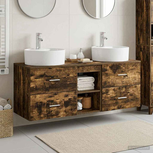 Bathroom Cabinet Set 3 pcs Smoked Oak 49.5 x 44.5 x 65 cm