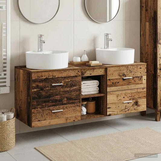 Bathroom Cabinet Set 3 pcs Old Wood 49.5 x 44.5 x 65 cm