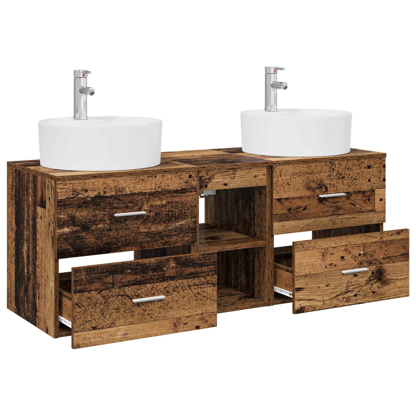 Bathroom Cabinet Set 3 pcs Old Wood 49.5 x 44.5 x 65 cm
