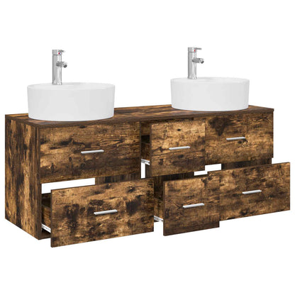 Bathroom Furniture Set 3 pcs Smoked Oak 49.5 x 44.5 x 65 cm