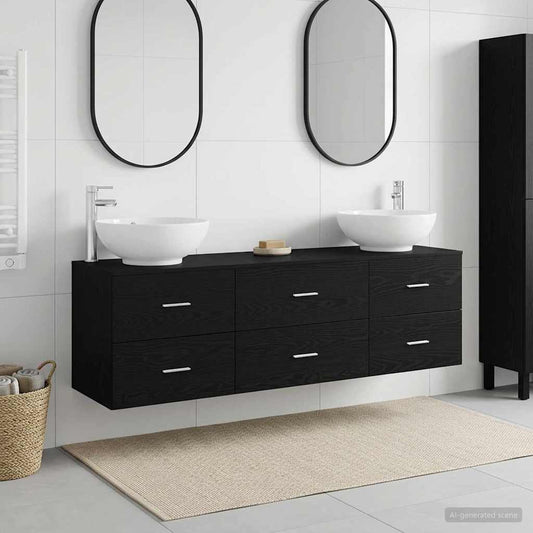 Bathroom Furniture Set 3 pcs Black 49.5 x 44.5 x 65 cm