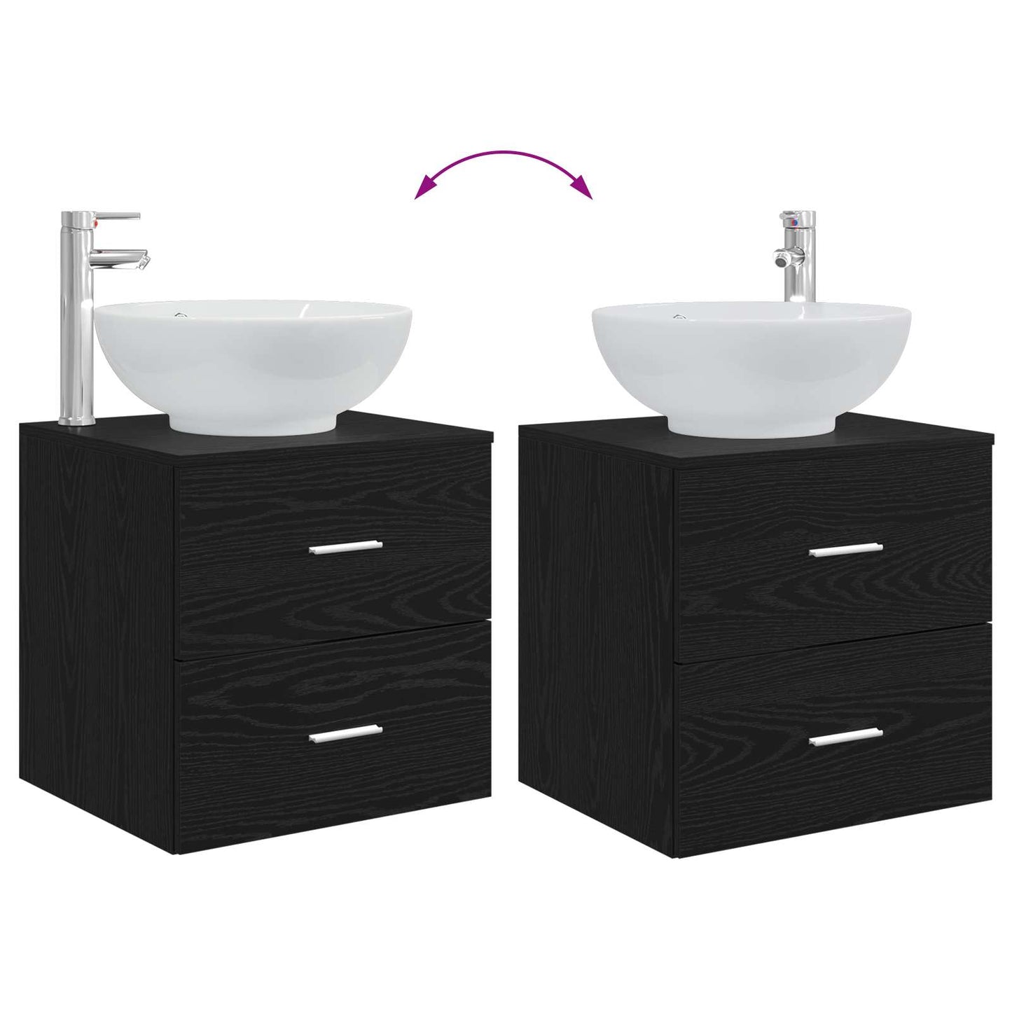 Bathroom Furniture Set 3 pcs Black 49.5 x 44.5 x 65 cm