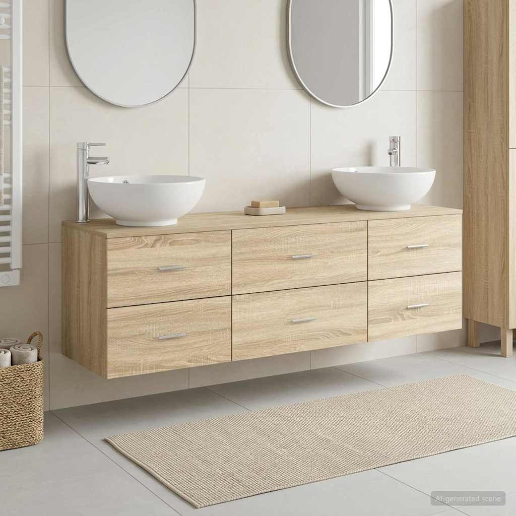 Bathroom Furniture Set 3 pcs Sonoma Oak 49.5 x 44.5 x 65 cm