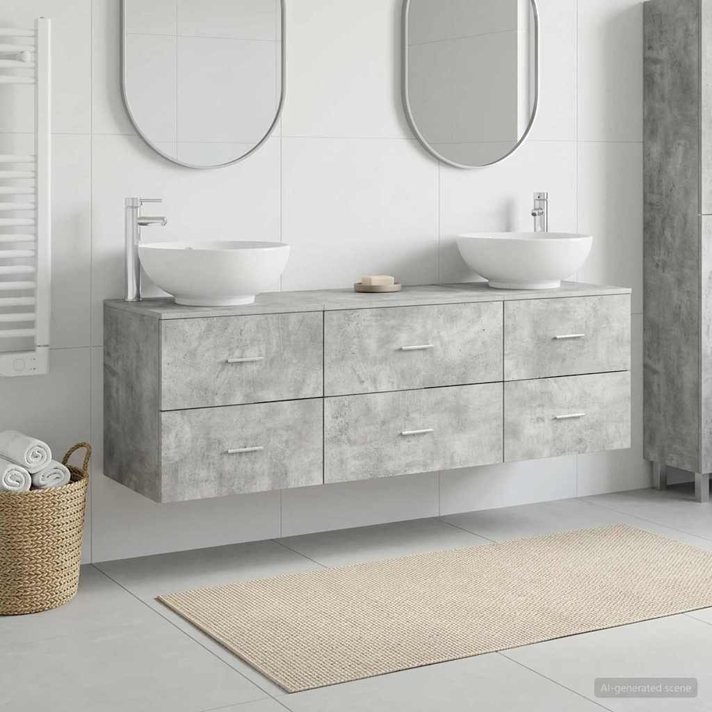 Bathroom Furniture Set 3 pcs Concrete Grey 49.5 x 44.5 x 65 cm