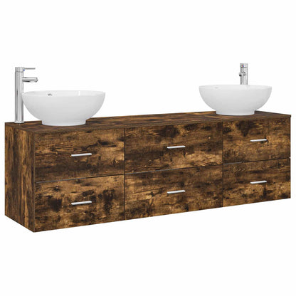 Bathroom Furniture Set 3 pcs Smoked Oak 49.5 x 44.5 x 65 cm