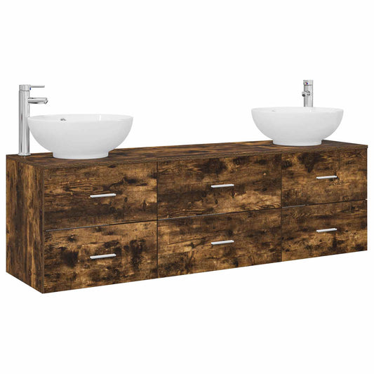 Bathroom Furniture Set 3 pcs Smoked Oak 49.5 x 44.5 x 65 cm