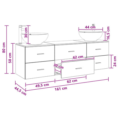Bathroom Furniture Set 3 pcs Smoked Oak 49.5 x 44.5 x 65 cm