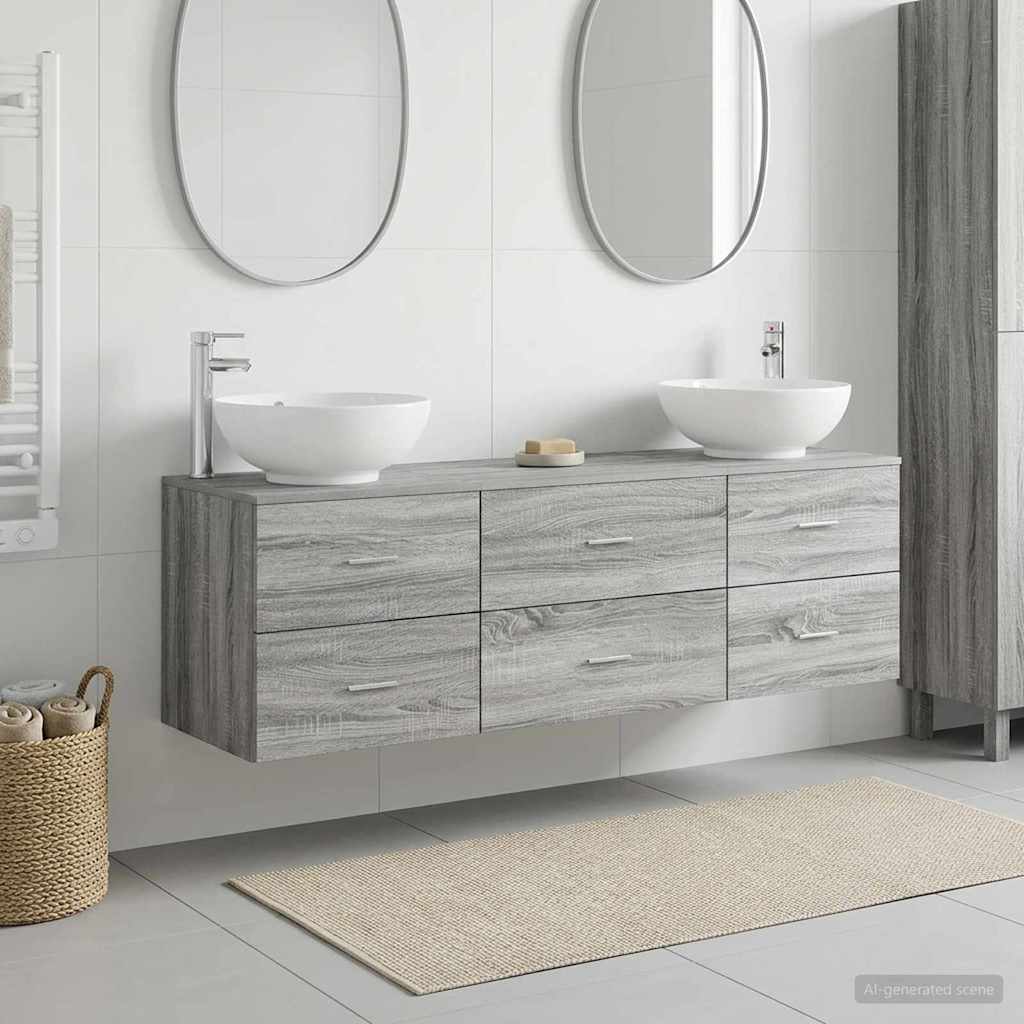 Bathroom Furniture Set 3 pcs Grey Sonoma 49.5 x 44.5 x 65 cm
