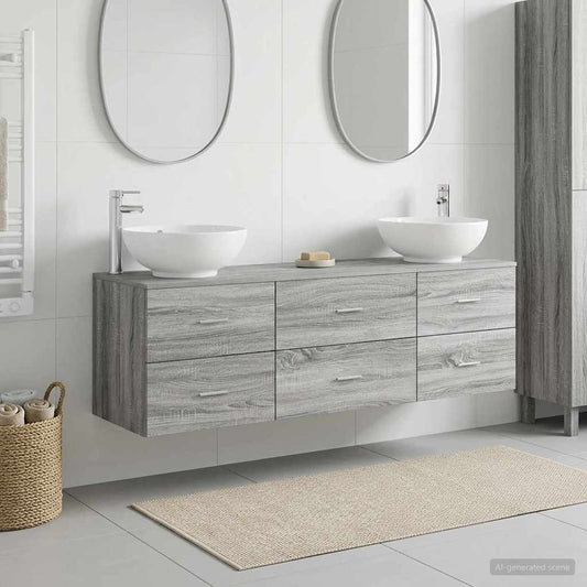 Bathroom Furniture Set 3 pcs Grey Sonoma 49.5 x 44.5 x 65 cm
