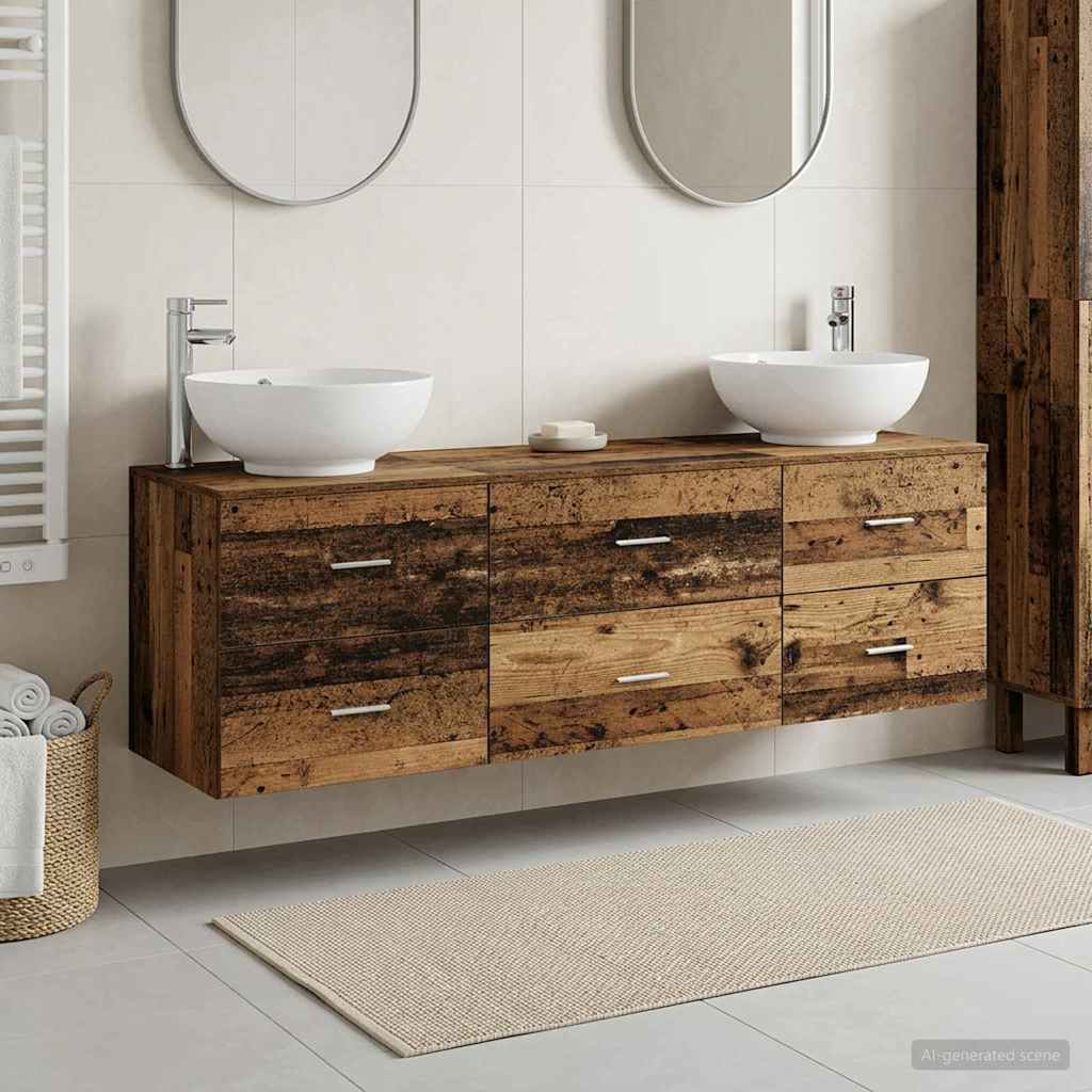 Bathroom Furniture Set 3 pcs Old Wood 49.5 x 44.5 x 65 cm