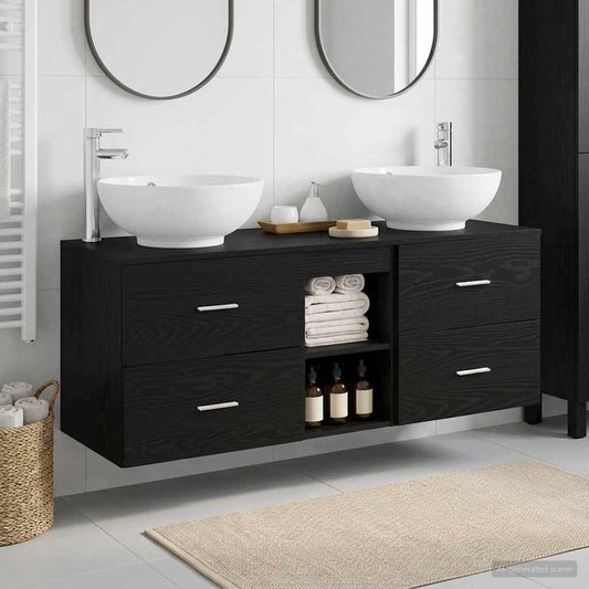 Bathroom Furniture Set 3 pcs Black 49.5 x 44.5 x 65 cm