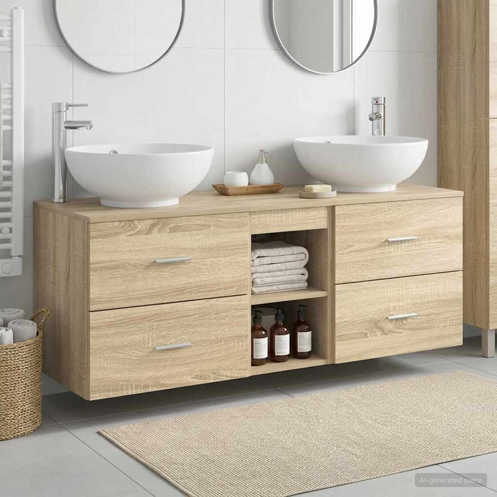 Bathroom Furniture Set 3 pcs Sonoma Oak 49.5 x 44.5 x 65 cm