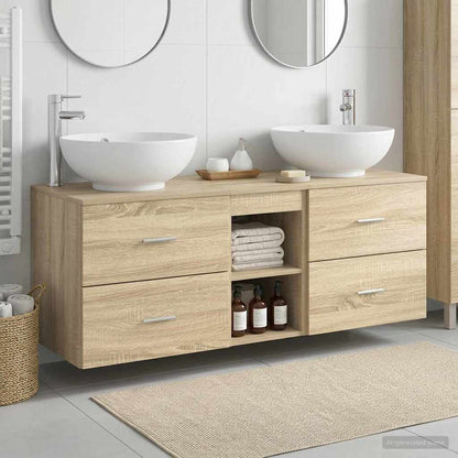 Bathroom Furniture Set 3 pcs Sonoma Oak 49.5 x 44.5 x 65 cm