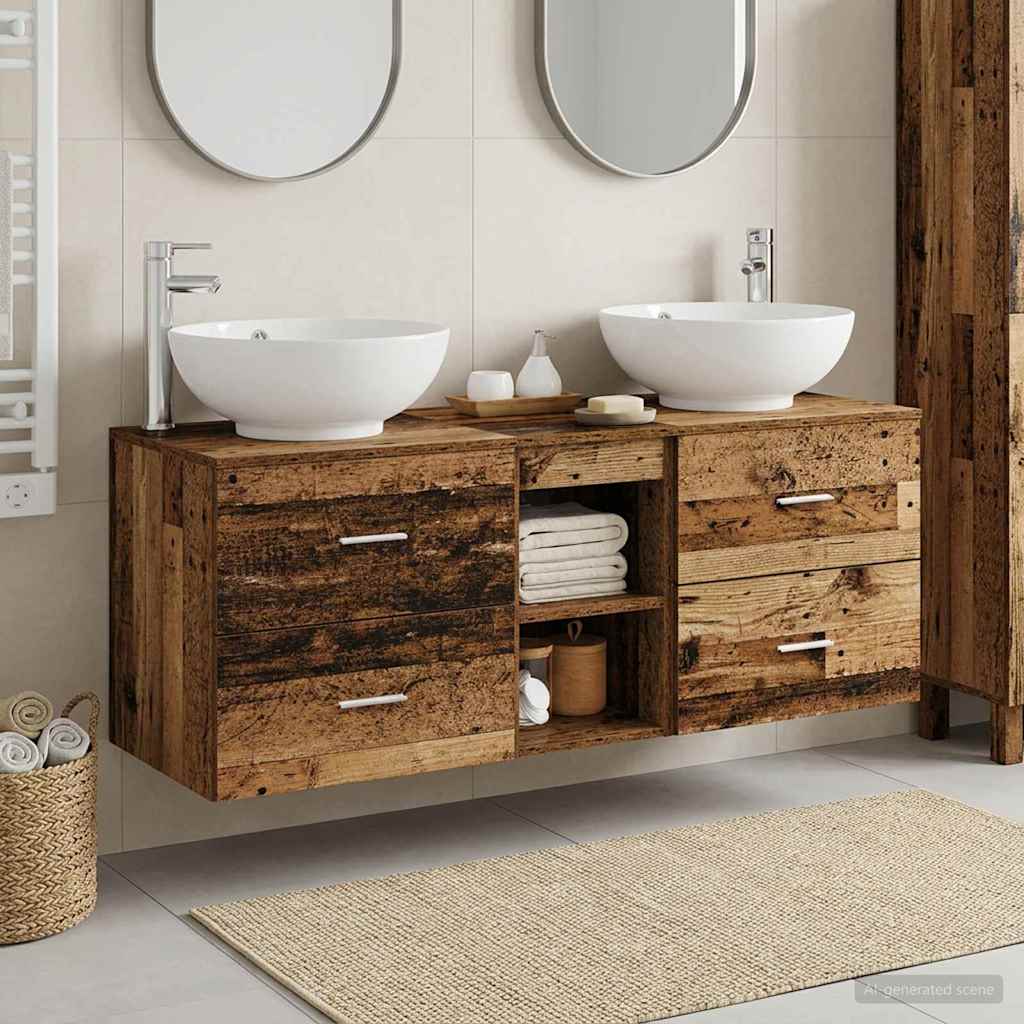 Bathroom Furniture Set 3 pcs Old Wood 49.5 x 44.5 x 65 cm